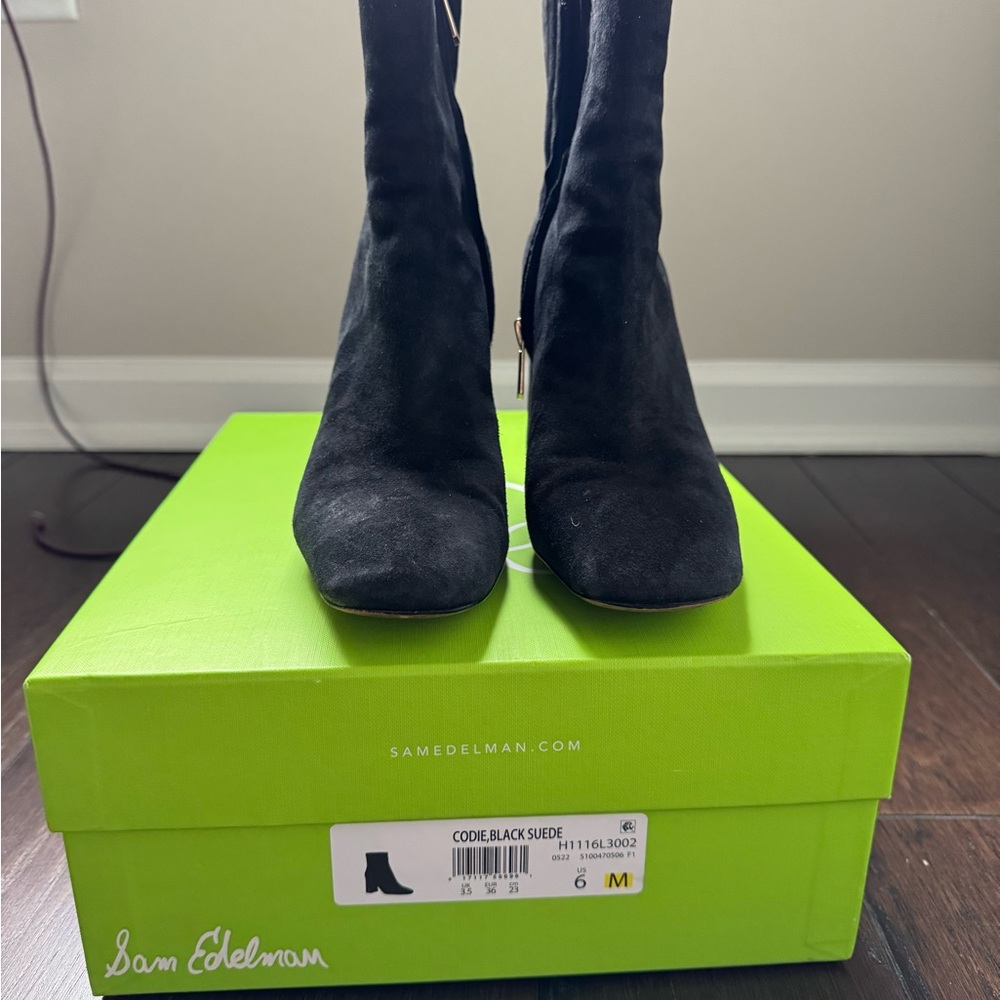 Sam Edelman Black Suede Heeled Boots
